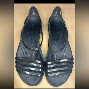 Crocs Isabella Iconic Sandal Strappy Jelly Flats Black Waterproof Size 10